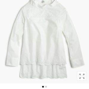 Jcrew Factory Funnel neck eyelet blouse.